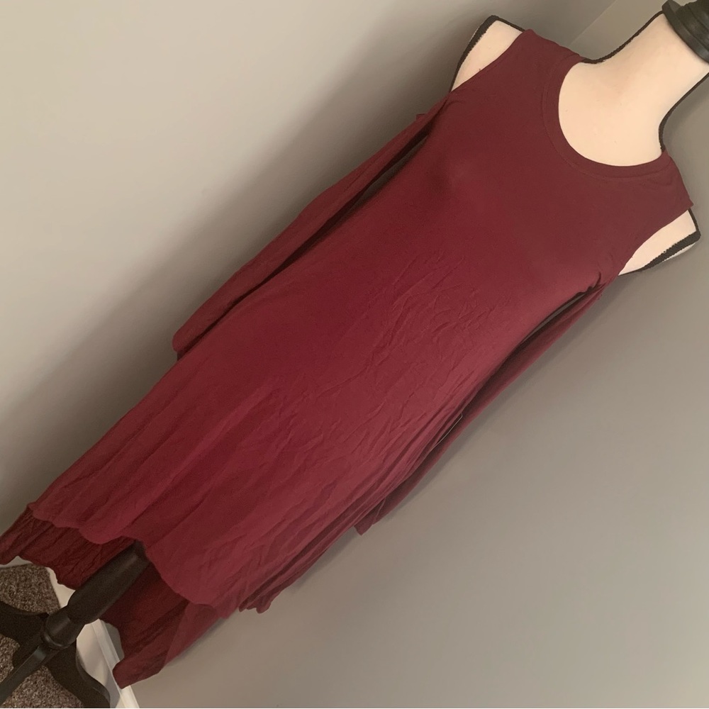 BCBGMAXAZRIA maroon long sleeve open shoulder High To Low Dress